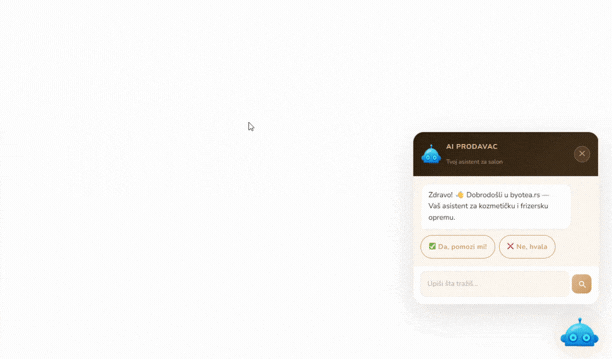 AI prodavac na web shopu – preporuke, odgovori, manje napuštenih korpi