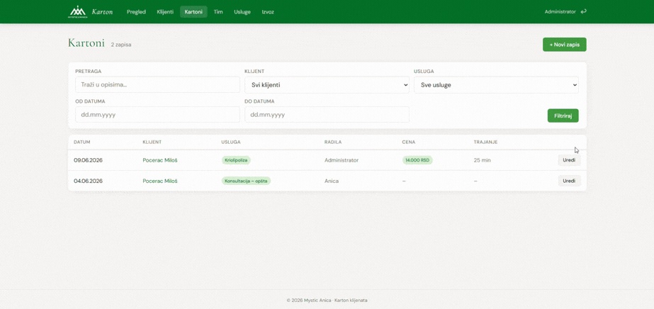 Ansicht einer automatischen Erinnerung und Benachrichtigung in der Web-App für Kundenverwaltung