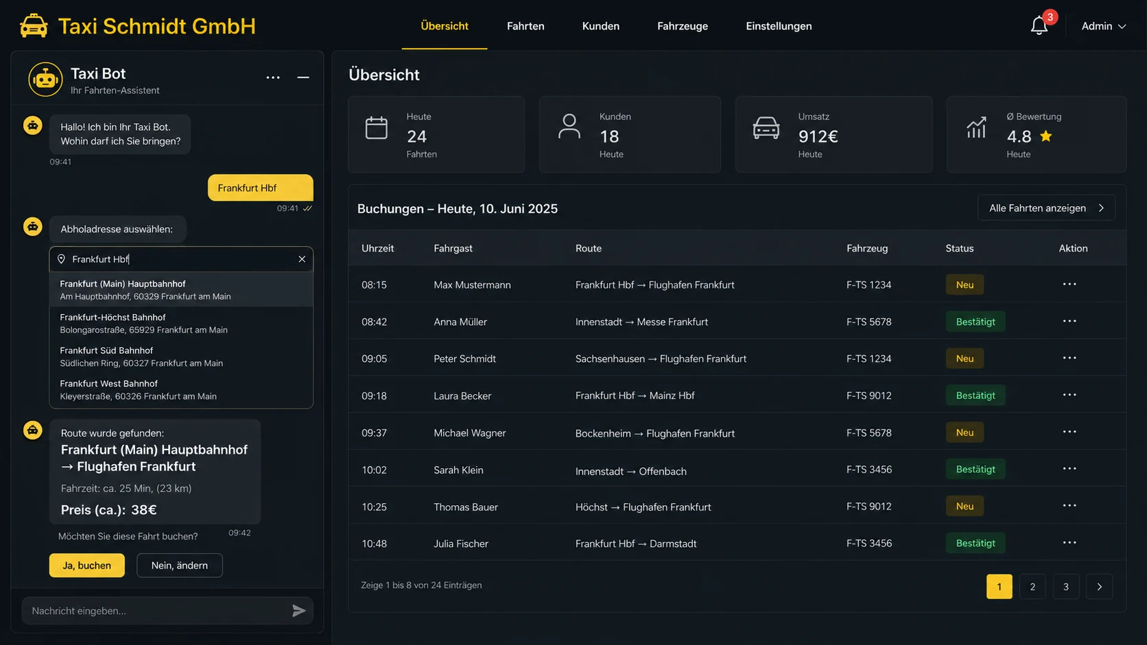 AI Bot za Taksi Sajt – prikaz rezervacije u realnom vremenu